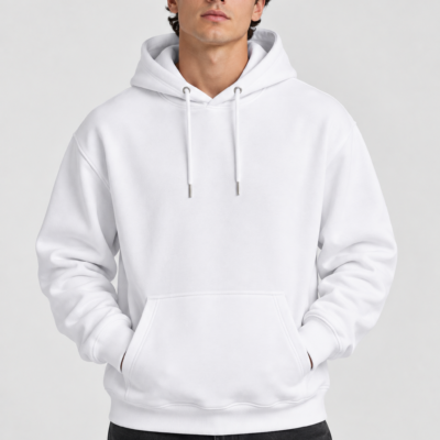 Baskıya Hazır Kapüşonlu Sweatshirt – Beyaz | 3 İplik Şardonlu